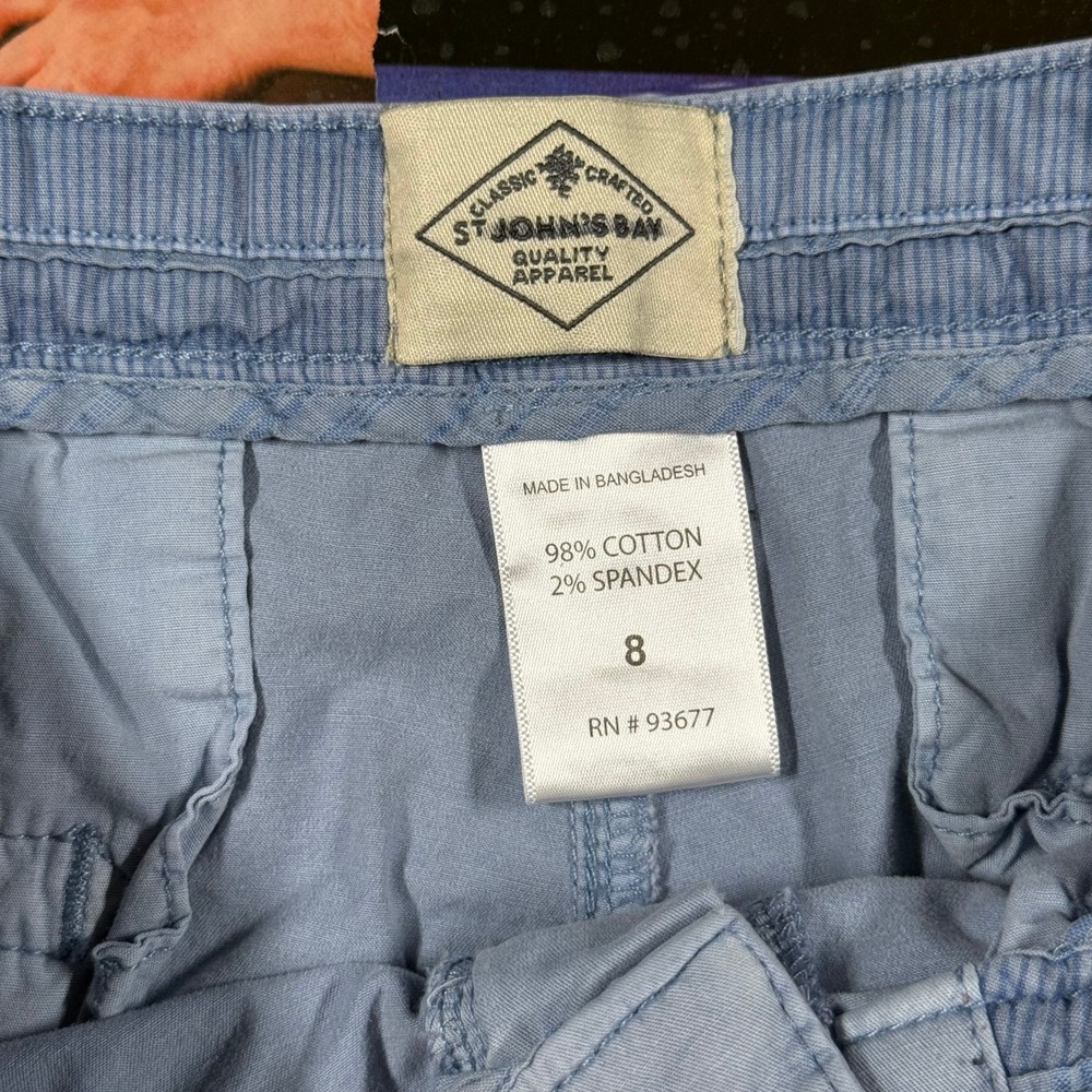 St Johns Bay Womens Blue Cotton Blend Cuffed‎ Shorts Comfort Waist Size 8 - Picture 2 of 7